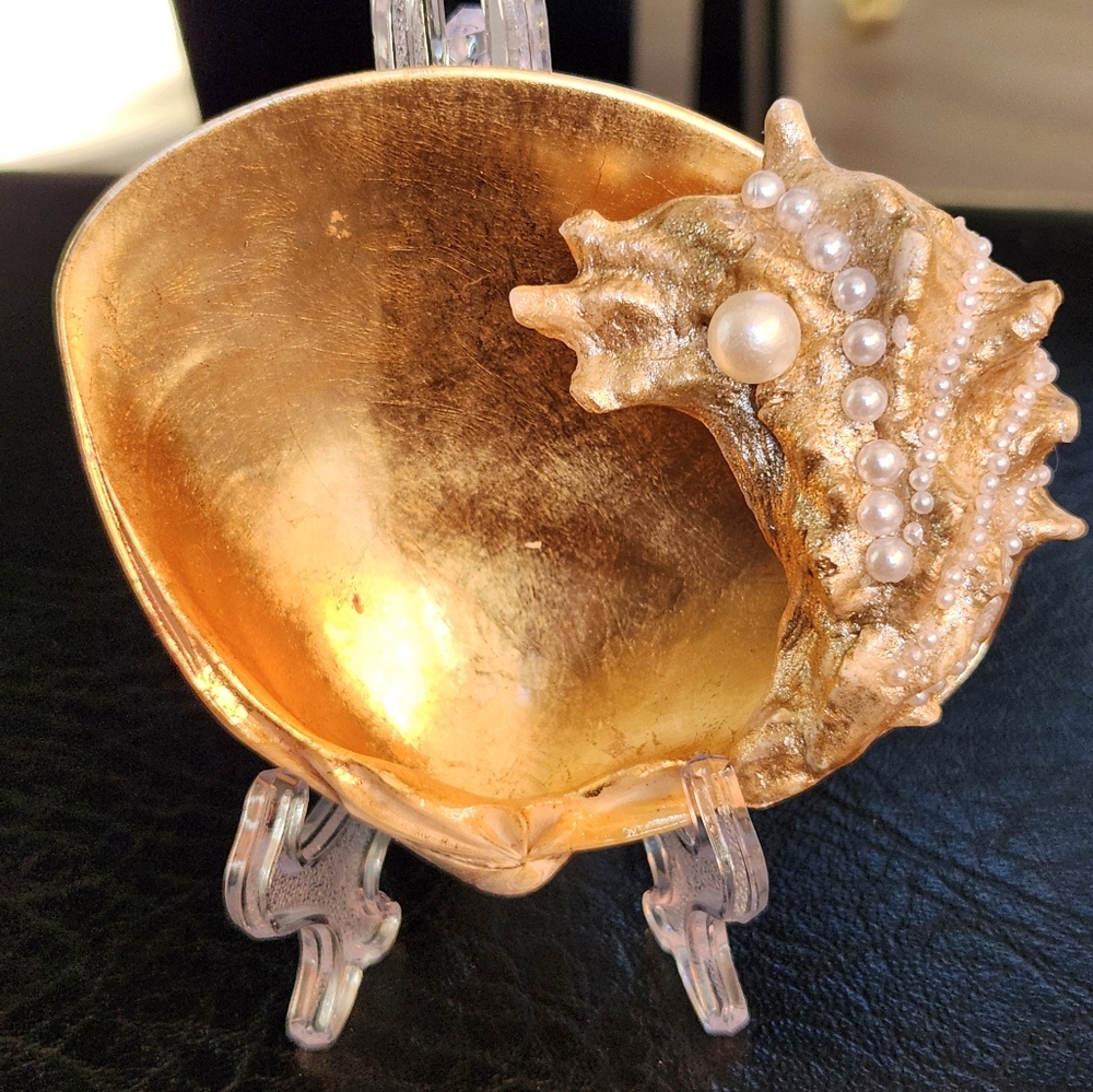 One Of A KindEmbellished Gold Seashell Trinket Dish